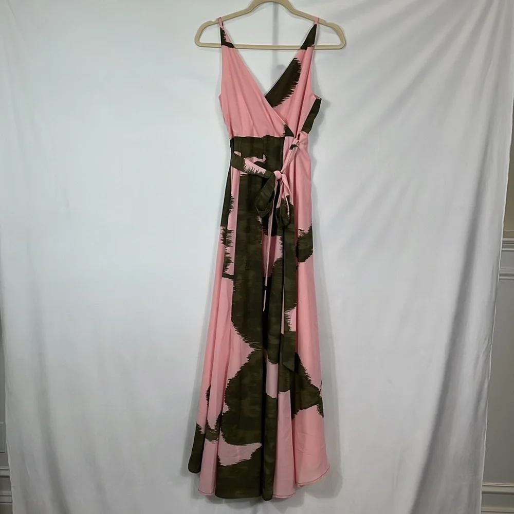 Anthropologie HUTCH Leah Pink and Green Printed Wrap Maxi Dress XXS EUC - Picture 5 of 14
